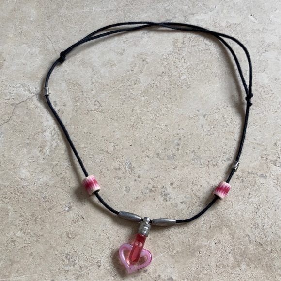 Pink Heart charm w/ LAUREN written on grain of Rice Beaded adjustable Necklace - Picture 5 of 9